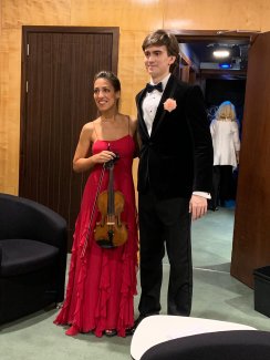 Leticia Moreno and Daniel Kharitonov backstage at HP50